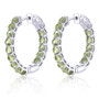 peridot cabochon hoop earrings in rhodium over sterling silver