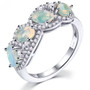 ethiopian opal and white zircon ring in rhodium over sterling silver