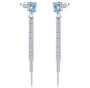 oval natural gemstone tassel earrings in rhodium over sterling silver