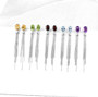 oval natural gemstone tassel earrings in rhodium over sterling silver