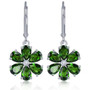garnet and white zircon flower cluster earrings in rhodium over sterling silver
