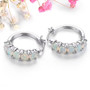 side view of ethiopian opal hoop earrings in rhodium over sterling silver
