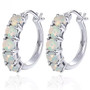 ethiopian opal hoop earrings in rhodium over sterling silver