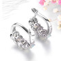 back view of ethiopian opal and white zircon hoop earrings in rhodium over sterling silver