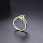 close up of citrine garnet and white zircon ring in rhodium over sterling silver