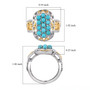 sleeping beauty turquoise cluster ring in two-tone 18k yellow gold and rhodium over sterling silver shown for size comparison