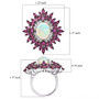 opal rhodolite garnet and zircon statement ring in rhodium over sterling silver shown for size comparison