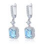 sky blue topaz and white zircon earrings in rhodium over sterling silver