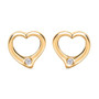 front view of open heart lab diamond jewelry set in 18k yellow gold over sterling silver