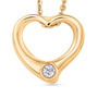 front view of open heart lab diamond jewelry set in 18k yellow gold over sterling silver