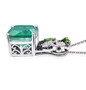 side view of panda multi gemstone pendant necklace in rhodium over sterling silver