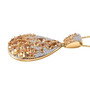 side view of imperial topaz and white zircon cluster pendant necklace in 18k yellow gold over sterling silver