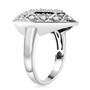 side view of lab grown diamond heart ring in rhodium over sterling silver