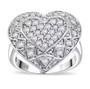 lab grown diamond heart ring in rhodium over sterling silver