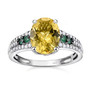 heliodor emerald and white zircon ring in rhodium over sterling silver