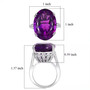 african amethyst and white zircon cocktail ring in rhodium over sterling silver shown for size comparison