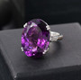 african amethyst and white zircon cocktail ring in rhodium over sterling silver shown in a lifestyle photo