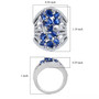 kyanite tanzanite and moissanite statement ring in rhodium over sterling silver shown for size comparison
