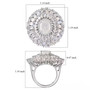 rainbow moonstone and moissanite statement ring in rhodium over sterling silver shown for size comparison