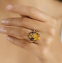 brazilian citrine and white zircon rhodium over sterling silver cocktail ring on hand model