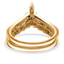 back view of freshwater pearl and moissanite chevron stackable two ring set in 18k yellow gold over sterling silver