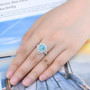 swiss or sky blue topaz and white zircon halo cluster ring in rhodium over sterling silver
