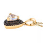side view of rainbow moonstone and brown zircon double halo pendant necklace in 18k yellow gold over sterling silver