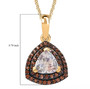 rainbow moonstone and brown zircon double halo pendant necklace in 18k yellow gold over sterling silver shown for size comparison