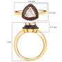 rainbow moonstone and brown zircon double halo ring in 18k yellow gold over sterling silver shown for size comparison