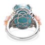 full view of larimar shell and blue apatite flower ring in two-tone 18k yellow gold and rhodium over sterling silver