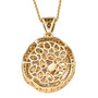 back view of rainbow moonstone brown and white zircon pendant necklace in 18k yellow gold over sterling silver