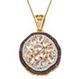 rainbow moonstone brown and white zircon pendant necklace in 18k yellow gold over sterling silver
