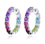 multi gemstone hoop earrings in rhodium over sterling silver