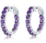 multi gemstone hoop earrings in rhodium over sterling silver