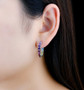 multi gemstone hoop earrings in rhodium over sterling silver