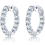 multi gemstone hoop earrings in rhodium over sterling silver