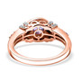 back view of tanzanite pink sapphire and zircon ring in 18k rose gold over sterling silver