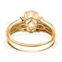 full view of rainbow moonstone champagne and white diamond ring in 18k yellow gold over sterling silver
