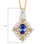 tanzanite yellow sapphire and moissanite pendant necklace in 18k yellow gold over sterling silver shown for size comparison