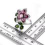 rhodolite garnet chrome diopside and zircon ring in rhodium over sterling silver shown for size comparison