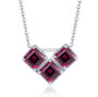 Rhodolite Garnet or Aquamarine Multi Style Pendant Necklace in Rhodium over Sterling Silver 1.2ctw