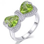 peridot and white zircon bow ring in rhodium over sterling silver