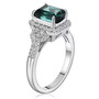 side view of indicolite tourmaline and diamond ring in 950 platinum
