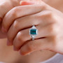 indicolite tourmaline and diamond ring in 950 platinum worn on a hand