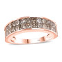 square cut champagne diamond band ring in 14k rose gold