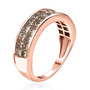 side view of square cut champagne diamond band ring in 14k rose gold