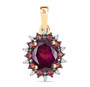 rhodolite garnet multi gem halo pendant necklace in 10k yellow gold front