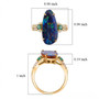 boulder opal triplet colombian emerald and diamond ring in 14k yellow gold shown for size comparison