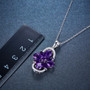 amethyst and white zircon flower cluster pendant necklace in rhodium over sterling silver