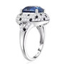 side view of blue kyanite blue sapphire and moissanite ring in rhodium over sterling silver